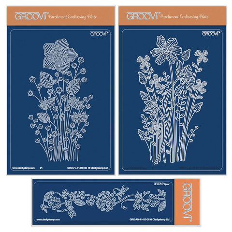 Floral Spray - Spring A6 & Spacer Groovi Plate Trio