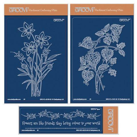Floral Spray - Winter A6 & Spacer Groovi Plate Trio