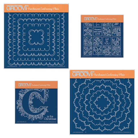 Linda's Frilly Lace Framers, Mini C Is for Christmas & Mini Floral Sampler Groovi Plate Collection