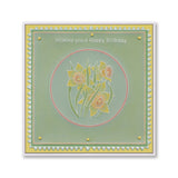 Happy Birthday Daffodils A6 Square Groovi Plate