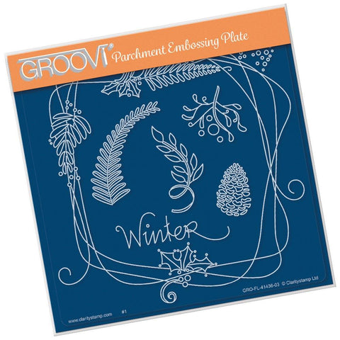 Entwined Winter Square Wreath <br/>A5 Square Groovi Plate