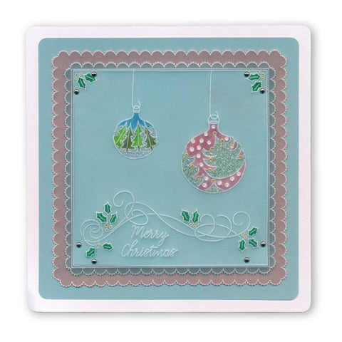 Christmas Baubles & Sentiments Collection <br/>A6 Square Groovi Plate Set + Spacer