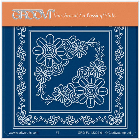 Tina's Dainty Daisy & Rose Parchlet A6 Square Groovi Plate