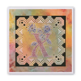 Floral Alphabet - Letter X <br/>A6 Square Groovi Plate