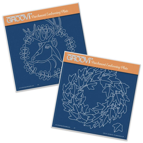 Oak Deer & Ivy Wreath <br/>A5 Square Groovi Plate Set