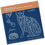 Cat Front <br/>A6 Square Groovi Baby Plate <br/>(Set GRO-AN-40527-01)