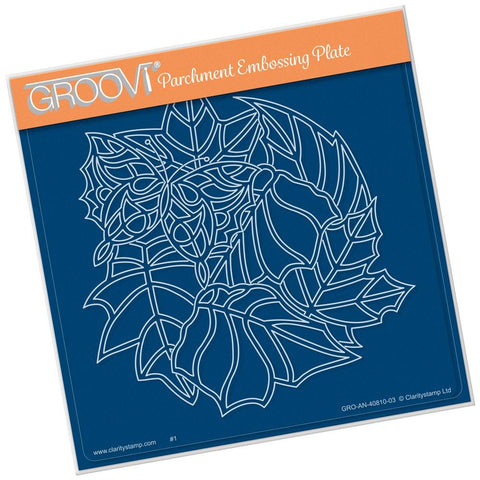 Leafy Butterfly Round <br/>A5 Square Groovi Plate <br/>(Set GRO-AN-40834-03)