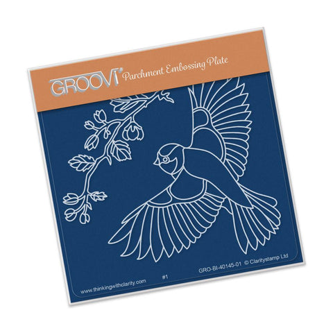 Large Garden Bird with Branch <br/>A6 Square Groovi Baby Plate <br/>(Set GRO-BI-40284-01)