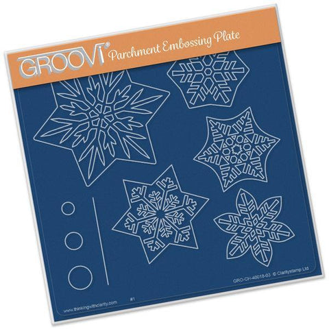 Snowflakes <br/>A5 Square Groovi Plate <br/>(Set GRO-CH-40032-03)