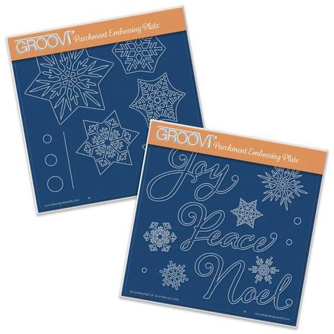 Snowflakes & Christmas Words <br/>A5 Square Groovi Plate Set