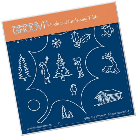 Holly Leaf Outline <br/>A6 Square Groovi Baby Plate <br/>(Set GRO-CH-40821-01)