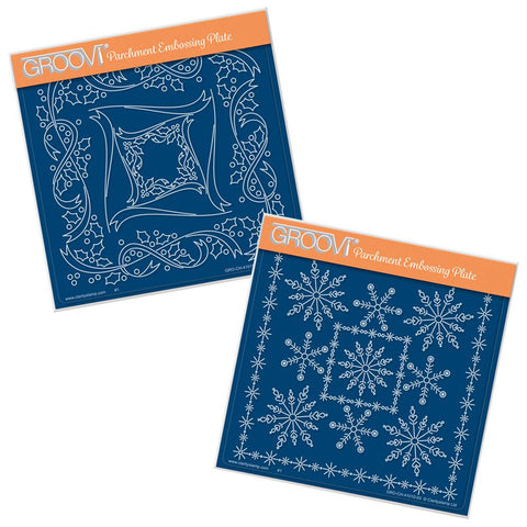 Tina's Holly & Snowflake Frames <br/>A5 Square Groovi Plate Set