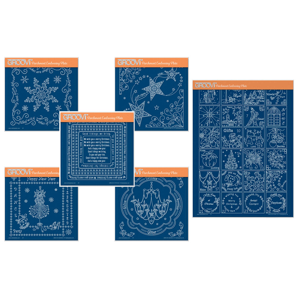 Groovi Benchmark Linda Williams' Christmas Treasures Set 5 & Advent A5 Square & A4 Groo ...