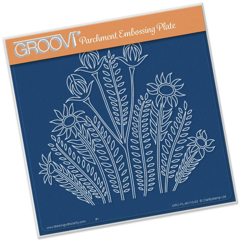 Wild Flowers <br/>A5 Square Groovi Plate <br/>(Set GRO-FL-40115-03)