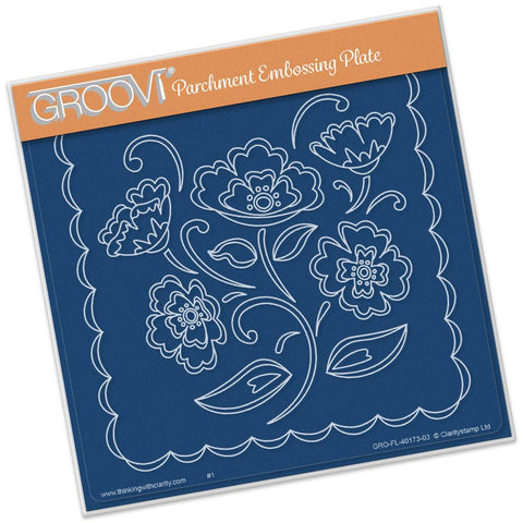 Lace Flowers <br/>A5 Square Groovi Plate <br/>(Set GRO-FL-40205-03)