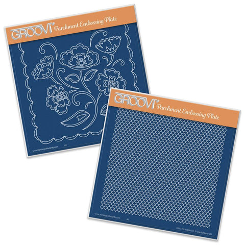 Lace Flowers & Netting <br/>A5 Square Groovi Plate Set