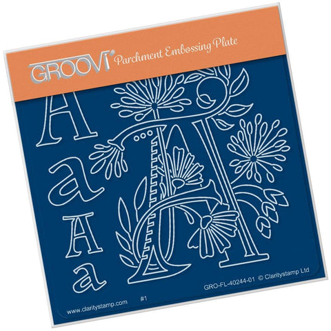 Floral Alphabet - Letter A <br/>A6 Square Groovi Plate