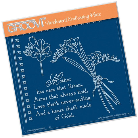 Freesias & Mother Verse <br/>A5 Square Groovi Plate <br/>(Set GRO-FL-40935-03)