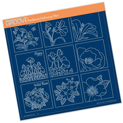 Linda's 123 - Wild Flowers <br/>A4 Square Groovi Plate