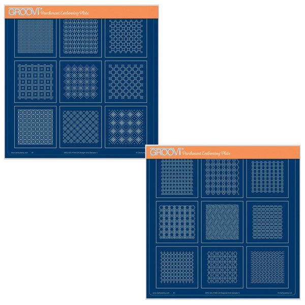Square Emboss Design Grid Josie's Diagonal & Straight Embossed Patterns 3 A4 Square Groovi Plate ...