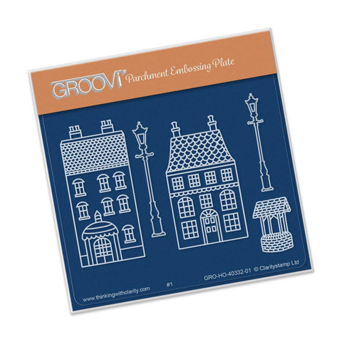 Wee Houses & Lamp Posts <br/>A6 Square Groovi Baby Plate <br/>(Set GRO-HO-40344-01)