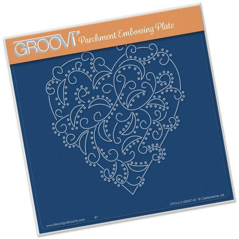 Heart Swirls <br/>A5 Square Groovi Plate <br/>(Set GRO-CH-40057-03)