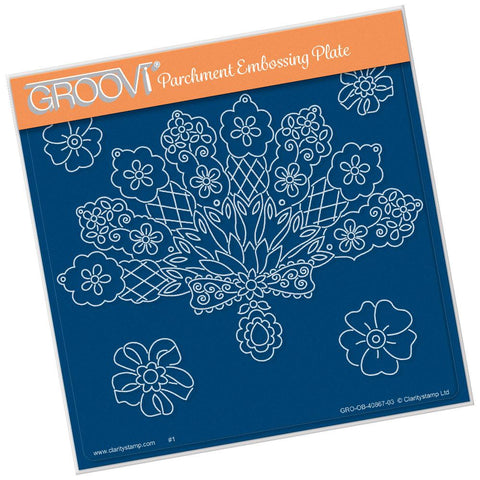 Maria Maidment's Floral Fan <br/>A5 Square Groovi Plate <br/>(Set GRO-OB-40965-03)