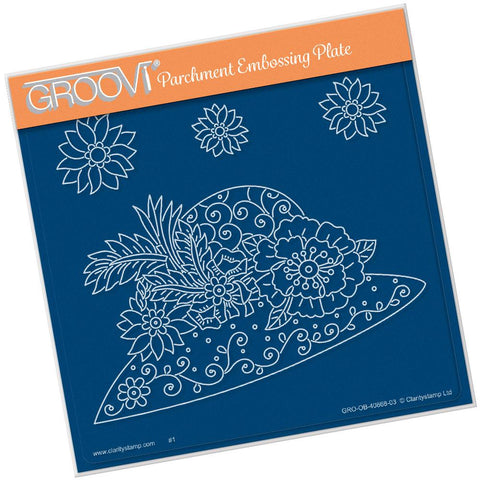 Maria Maidment's Floral Hat <br/>A5 Square Groovi Plate <br/>(Set GRO-OB-40966-03)