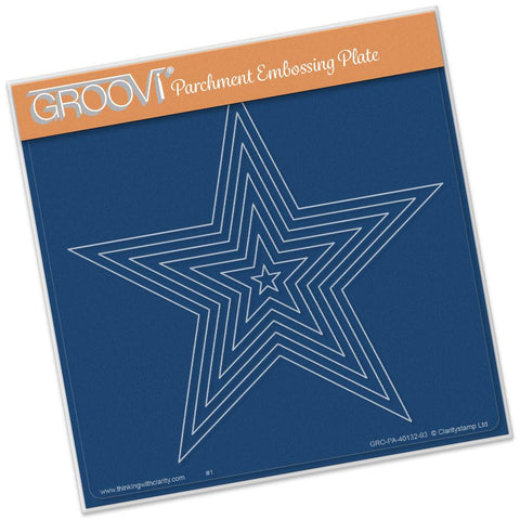 Nested Stars <br/>A5 Square Groovi Plate <br/>(Set GRO-PA-40526-03)