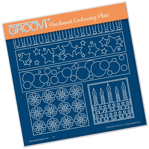 Tina's Funky Stars & Candles Layering Panels <br/>A5 Square Groovi Plate