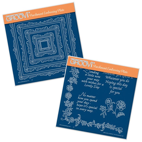 Linda's Square Doily Frames & Special Day Sentiments <br/>A5 Square Groovi Plate Set