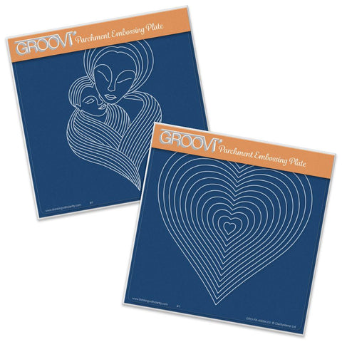 Mother and Child & Nested Hearts <br/>A5 Square Groovi Plate Set