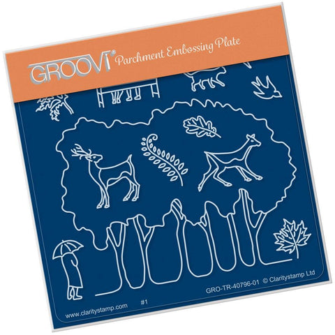Grove Trees Outline <br/>A6 Square Groovi Baby Plate <br/>(Set GRO-TR-40822-01)