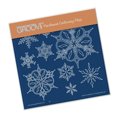 Funky Snowflakes <br/>A5 Square Groovi Plate <br/>(Set GRO-FY-40494-03)