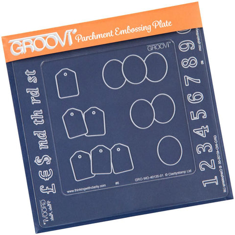 Numbers, Ovals & Tags <br/>A6 Square Groovi Plate Inset