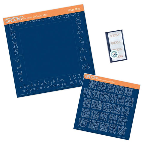 Celtic Alphabet, A4 Square Plate Mate & Sticker Tabs <br/>Groovi Plate Set