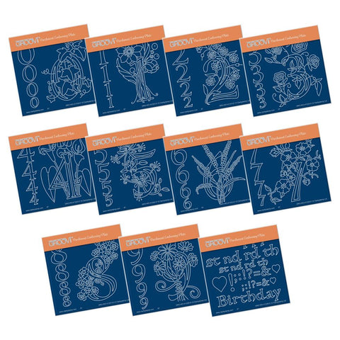 Floral Numbers Collection <br/>A6 Square Groovi Plate Set <br/>+ Groovi Baby Folder!