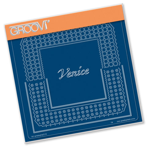 Italian Cities Diagonal Lace Grid Duets - Venice A5 Square Groovi Plate