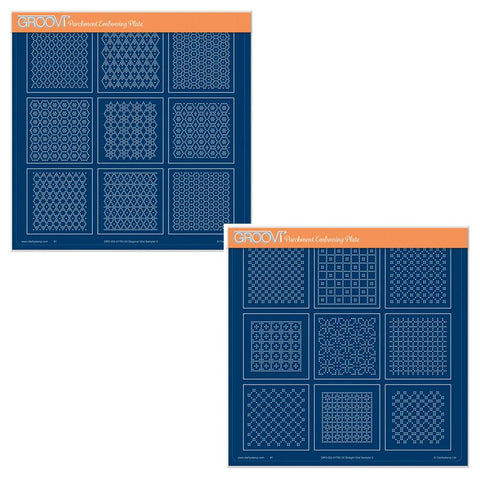 Josie's Diagonal & Straight Embossed Patterns 2 A4 Square Groovi Plates