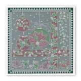 Linda's 123 Christmas - G <br/>Poinsettia, Mistletoe & Pine <br/>A4 Square Groovi Plate