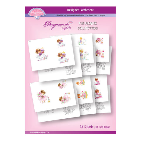 A4 Parchment Poppets - Flower Collection - Artwork by Marina Fedotova