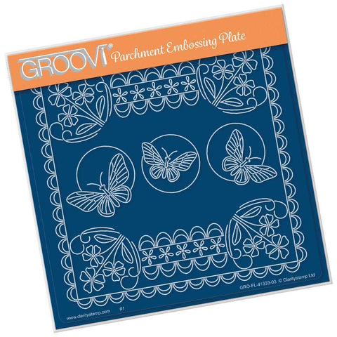 Tina's Forget Me Not & Butterflies Floral Delight <br/>A5 Square Groovi Plate