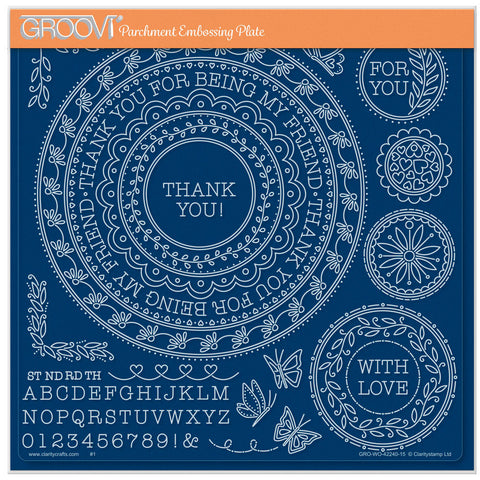 Jazz's Thank You Toppers & Tags A4 Square Groovi Plate