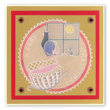 Twas the Night 5 - Cat & Window <br/>A6 Square Groovi Baby Plate