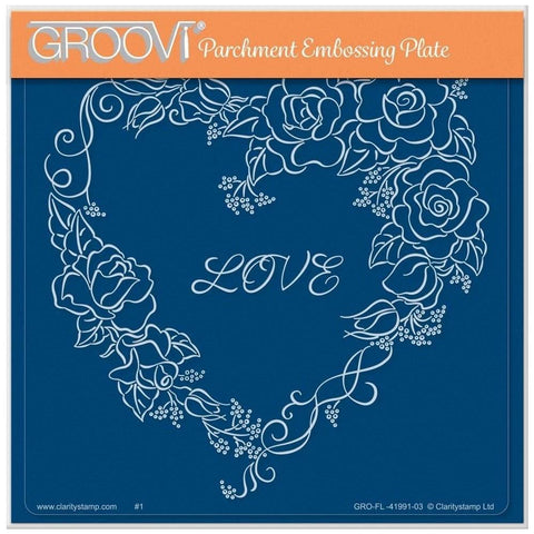 Linda Williams' Groovi Contours - Rose Heart Frame - A5 Square Groovi Plate